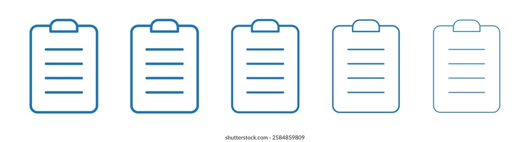 Clipboard check icon Symbol collection thin outline set