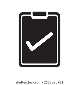 Clipboard check icon Thin line flat illustration