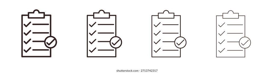 Symbol für Zwischenablage-Überprüfung. Vektorisolierte Piktogramme.