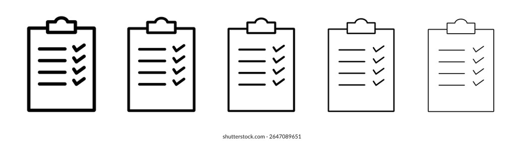 Symbol für Zwischenablage-Häkchen, Vektorkontursymbol oder -grafik