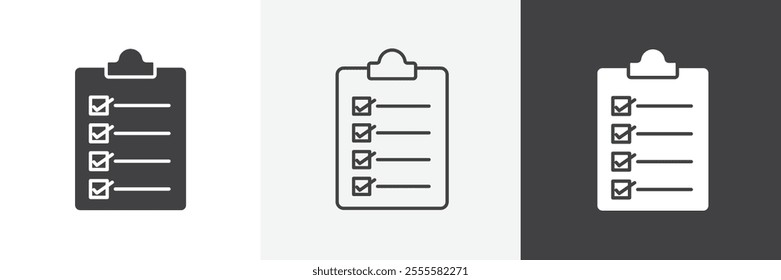 Clipboard check icon vector set for ui designs