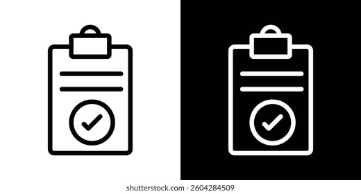 Clipboard check icons vectors set in stroke line style.