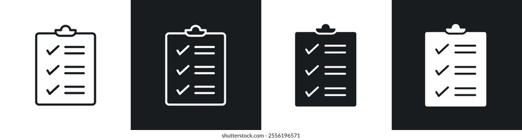 Clipboard check linear icon set for app, and web design.