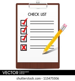 Clipboard with check list