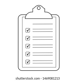 Clipboard, check list, checklist form,  checklist clipboard, survey icon Design Template. Outline design symbol style  on white background