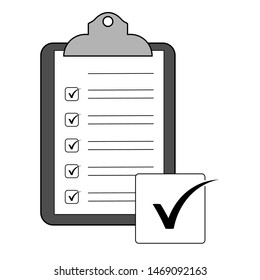 Clipboard, check list, checklist form,  checklist clipboard, survey icon Design Template. Flat design symbol style  on white background - vector