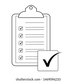 Clipboard, check list, checklist form,  checklist clipboard, survey icon Design Template. Outline design symbol style  on white background - vector