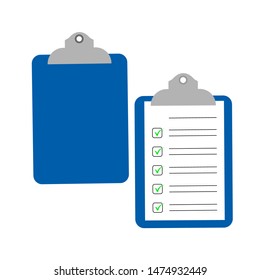 Clipboard, check list, checklist form,  checklist clipboard, survey icon Design Template. Set of blue Colored collection Flat design symbol style  on white background