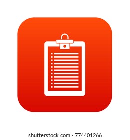 Clipboard with check list icon digital red for any design isolated on white vector illustration