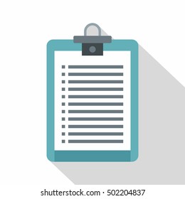 Clipboard with check list icon. Flat illustration of clipboard with check list vector icon for web isolated on white background