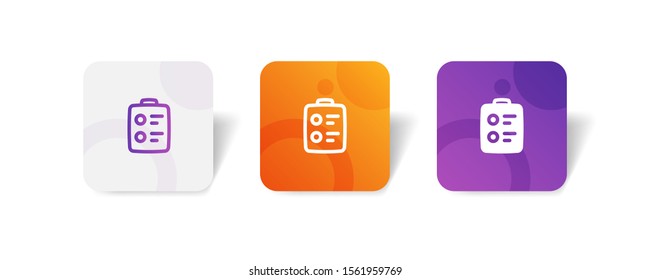clipboard with check list round icon in outline and solid style with colorful smooth gradient background, suitable for mobile and web UI, app button,  infographic, etc