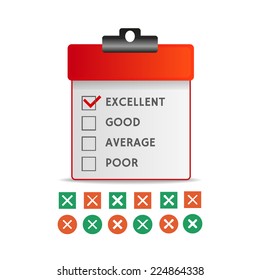 Clipboard with check list. Set of different vector check marks or ticks in boxes and circles. Vector illustration.