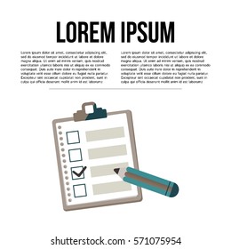 Clipboard with check list. Vector illustration.
