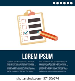 Clipboard with check list. Vector illustration.