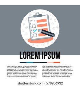 Clipboard with check list. Vector illustration.