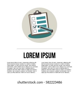 Clipboard with check list. Vector illustration.