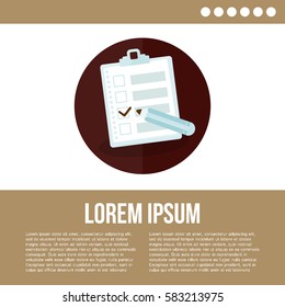 Clipboard with check list. Vector illustration.