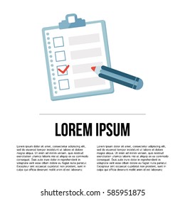 Clipboard with check list. Vector illustration.
