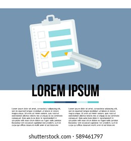Clipboard with check list. Vector illustration.