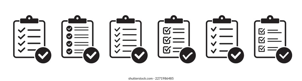 Clipboard with check mark icon in flat style isolated on background. Checklist sign symbol for web site and app design.