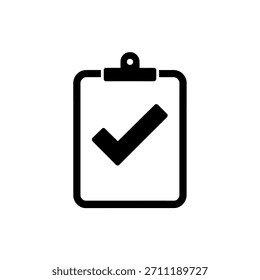 Zwischenablage mit Häkchen Symbol Grafik Illustration Symbolisieren Task Abschluss und Genehmigungsprozess
