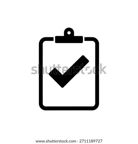 Clipboard with Check Mark Icon Graphic Illustration Symbolizing Task Completion and Approval Process