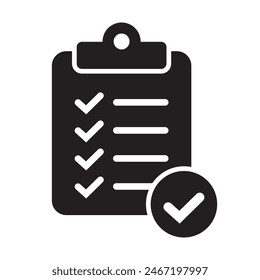 Clipboard with check mark icon isolated on background. Checklist sign symbol for web site and app design.