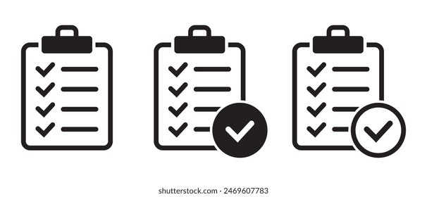 Clipboard with check mark icon isolated on background. Checklist sign symbol for web site and app design.