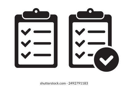 Clipboard with check mark icon isolated on background. Checklist sign symbol for web site and app design.