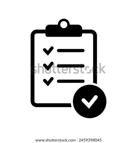 Clipboard with check mark icon isolated on background. Checklist sign symbol for web site and app design.