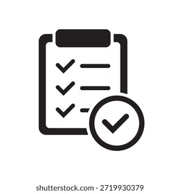 Clipboard with Check Mark Icon for Website and App Design