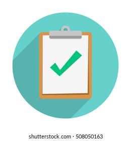Clipboard Check Mark Long Shadow Icon