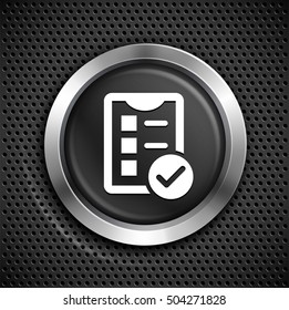 Clipboard with Check Mark on Black Round Button