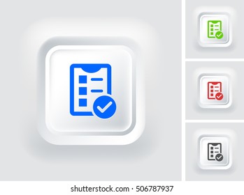 Clipboard with Check Mark on White Square Button