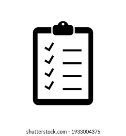 clipboard with check mark sign on white paper. checklist icon isolated on white background. vector illustration