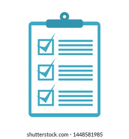 clipboard with check mark sign in white document paper isolated on white background. vector illustration 