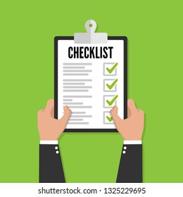 Clipboard and check marks. Flat style design vector illustration