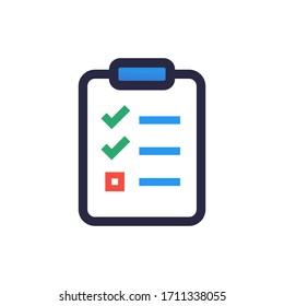 Clipboard and check marks. Flat style design vector illustration. EPS 10