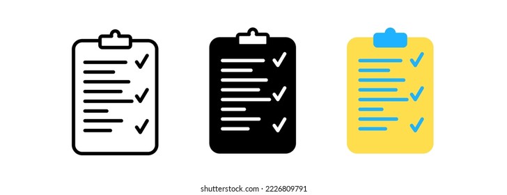 Clipboard and check marks. Flat style design vector illustration