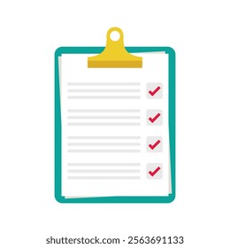 Clipboard and check marks flat vector design on a white background