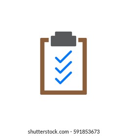 Clipboard check marks icon vector, filled flat sign, solid colorful pictogram isolated on white. Symbol, logo illustration. Pixel perfect