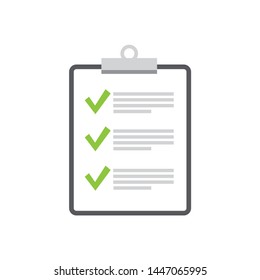 Clipboard and check marks. tick ok for web design