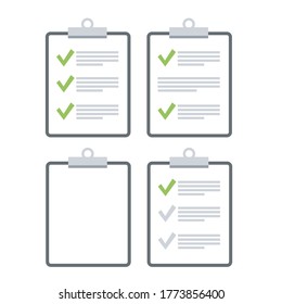 Clipboard and check marks. tick ok for web design