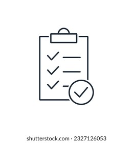 Clipboard with check. Nothing extra. Approval, matching.  Vector linear icon isolated on white background.