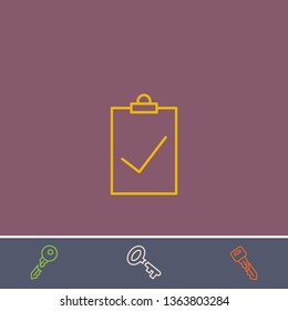 clipboard check vector line icon.Basic element illustration.clipboard check vector outline symbol design.Bonus broken key graphic concept