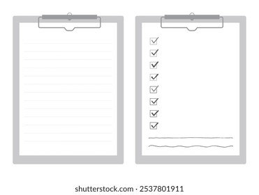 Clipboard and checkbox illustration set