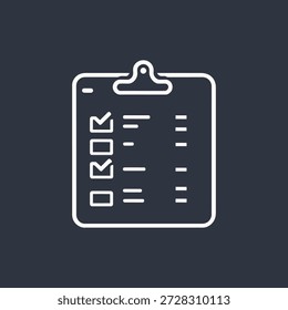 clipboard with checkboxes and lines on dark background