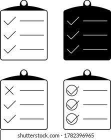 Clipboard with checklist - 4 different kinds flat style