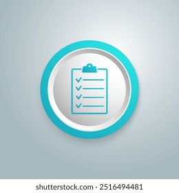 Clipboard with checklist blue icon isolated. Vector Illustration