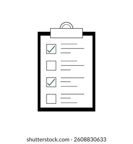 Clipboard with checklist and check mark in flat design. Tasks icon stock illustration